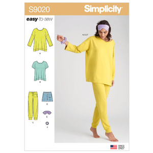 Misses&#39; Sleepwear Knit Tops, Pants, Shorts &amp; Accessories Simplicity Pattern 9020