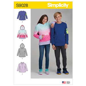 Girls&#39; &amp; Boys&#39; Knot Tops with Hoodie Sizes 8-16, Simplicity Sewing Pattern 9028