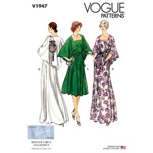 Vogue Sewing Pattern V1947B5 Misses Evening Dress Vintage 1970s Sizes 8-16