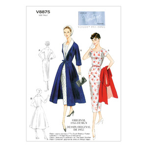 Vogue Sewing Pattern - Misses&#39; Dress, Belt, Coat and Detachable Collar 8875B5