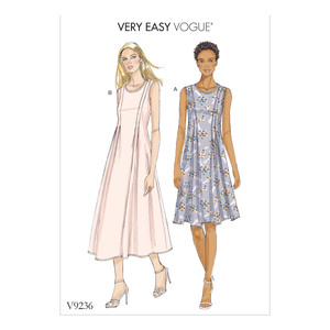 Vogue Sewing Pattern Misses' Released-Pleat Fit-and-Flare Dresses 9236 A5 (Sizes 6-14)