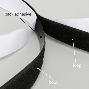BLACK 50mm Adhesive Hook &amp; Loop Tape, Priced per Metre