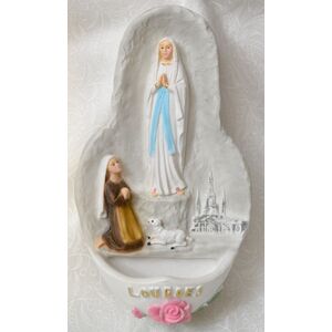 Large Resin Water Font, 200 x 110mm, Our Lady Of Lourdes