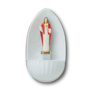 Plastic Water Font, Sacred Heart Of Jesus, 120mm x 67mm
