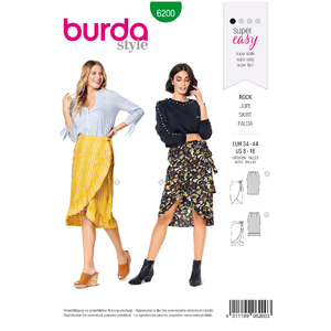 Burda Style Pattern 6200 Misses&#39; Wrap Skirt with Waistband and Tie Bands Burda Sewing Pattern 6200