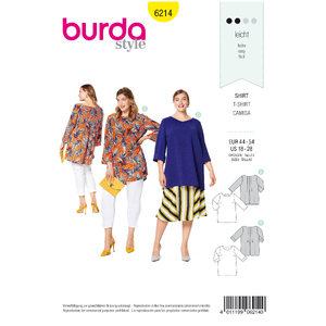 Burda Style Pattern 6214 Women&#39;s Top - Casual Cut - Back Pleats Burda Sewing Pattern 6214