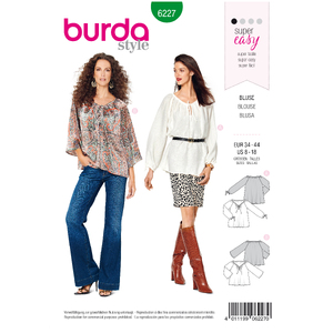 Burda Style Pattern 6227 Misses&#39; Blouse - Carmen Blouse - Drawstring Neckline Burda Sewing Pattern 6227