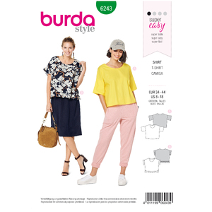Burda Style Pattern 6243 Misses&#39; Top - Round Neckline - Boxy Shape - Frills Burda Sewing Pattern 6243