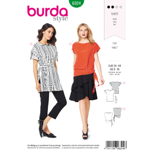 Burda Style Pattern 6324 Misses&#39; side tie top Burda Sewing Pattern 6324