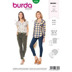 Burda Style Pattern 6326 Misses&#39; shirt with v neck Burda Sewing Pattern 6326