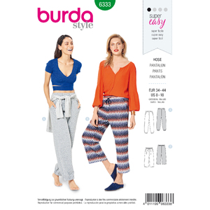 Burda Style Pattern 6333 Misses&#39; jogging pant Burda Sewing Pattern 6333