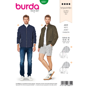 Burda Style Pattern 6351 Men&#39;s jacket Burda Sewing Pattern 6351