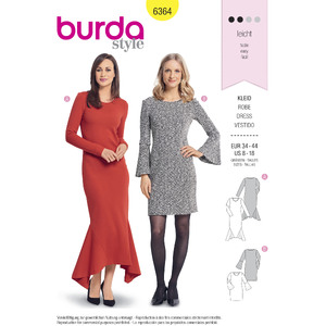 Burda Style Pattern B6364 Women&#39;s Dresses Burda Sewing Pattern 6364