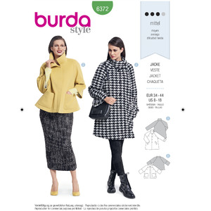 Burda Style Pattern B6372 Women&#39;s Jacket Burda Sewing Pattern 6372