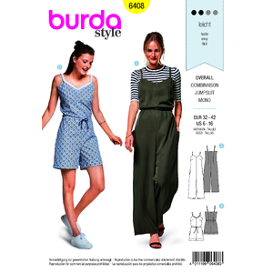 Burda Style Pattern B6408 Misses Jumpsuit in Various Lengths Burda Sewing Pattern 6408