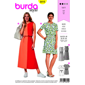 Burda Style Pattern B6419 Women&#39;s Short Sleeve Dress Burda Sewing Pattern 6419