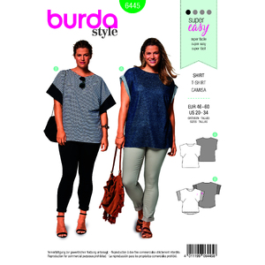 Burda Style Pattern B6445 Women&#39;s Curved Hem Simple Tops Burda Sewing Pattern 6445