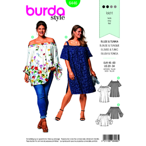 Burda Style Pattern B6446 Women&#39;s Sleeve Variation Top Burda Sewing Pattern 6446
