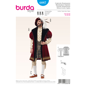 Burda B6887 burda style historical costumes Sewing Pattern Burda Sewing Pattern 6887