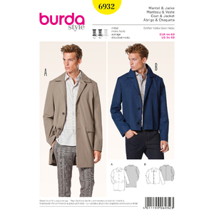 Burda B6932 Burda Style Menswear Sewing Pattern Burda Sewing Pattern 6932