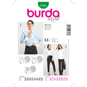 Burda B7136 Blouse Sewing Pattern Burda Sewing Pattern 7136