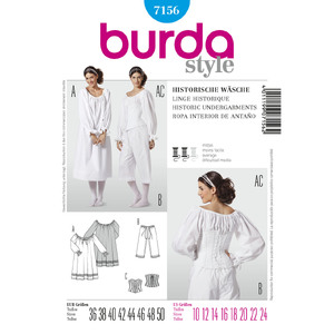 Burda B7156 Burda Style Historic Undergarments Burda Sewing Pattern 7156