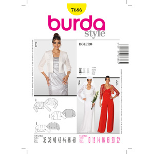 Burda B7686 Burda Style, Bolero Burda Sewing Pattern 7686