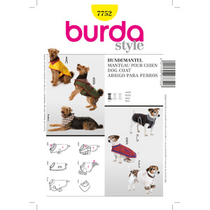 Burda B7752 Dog Coat Sewing Pattern Burda Sewing Pattern 7752