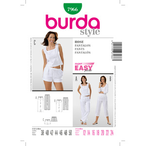 Burda B7966 Trousers Sewing Pattern Burda Sewing Pattern 7966