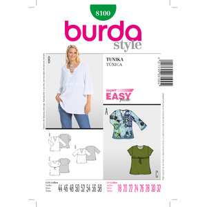 Burda B8100 Burda Style, Tunic Burda Sewing Pattern 8100