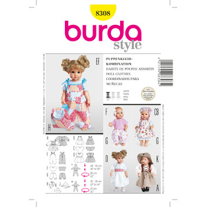 Burda B8308 Doll Clothes Sewing Pattern Burda Sewing Pattern 8308