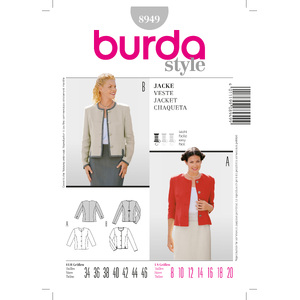 Burda B8949 Burda Style, Jacket Burda Sewing Pattern 8949