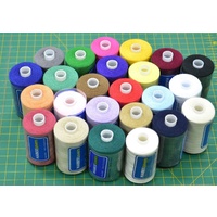 24 x 1000m Spools HabeeSavers 100% Polyester Sewing Thread, One Of Each Colour