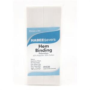 Habeesavers 25mm Bias Binding WHITE 3m pack