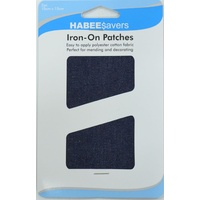 Habeesavers Iron-On Patches, DARK DENIM, 2 Piece Denim, 10cm x 15cm