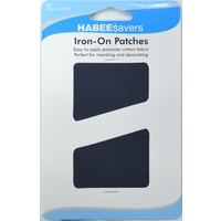 Habeesavers Iron-On Patches, NAVY BLUE, 2 Piece, 10cm x 15cm