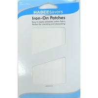 Habeesavers Iron-On Patches, WHITE, 2 Piece, 10cm x 15cm
