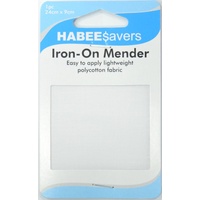 Habeesavers Iron-On Patches, WHITE, 1 Piece Light Weight, 24cm x 9cm