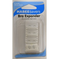 Habeesavers Bra Expander, 28mm Depth, 2 Hook WHITE, Eliminates Tightness