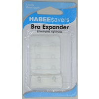 Habeesavers Bra Expander, 38mm Depth, 2 Hook WHITE, Eliminates Tightness