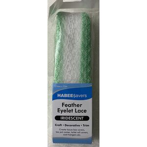 Habee$avers Feater Edge Eyelet Lace, 15m Pack, Iridecent Mint