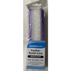 Habee$avers Feater Edge Eyelet Lace, 15m Pack, Iridecent Lilac