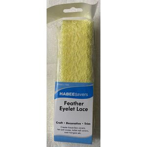 Habee$avers Feater Edge Eyelet Lace, 15m Pack, Lemon