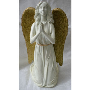 Praying Angel, White / Gold, 25 x 16 x 15cm, Poly, Christmas Angel