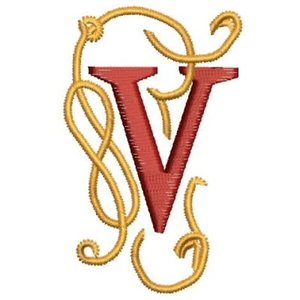 Yebook Alphabet Letter V Embroidery Design, yebook-alphabet-v