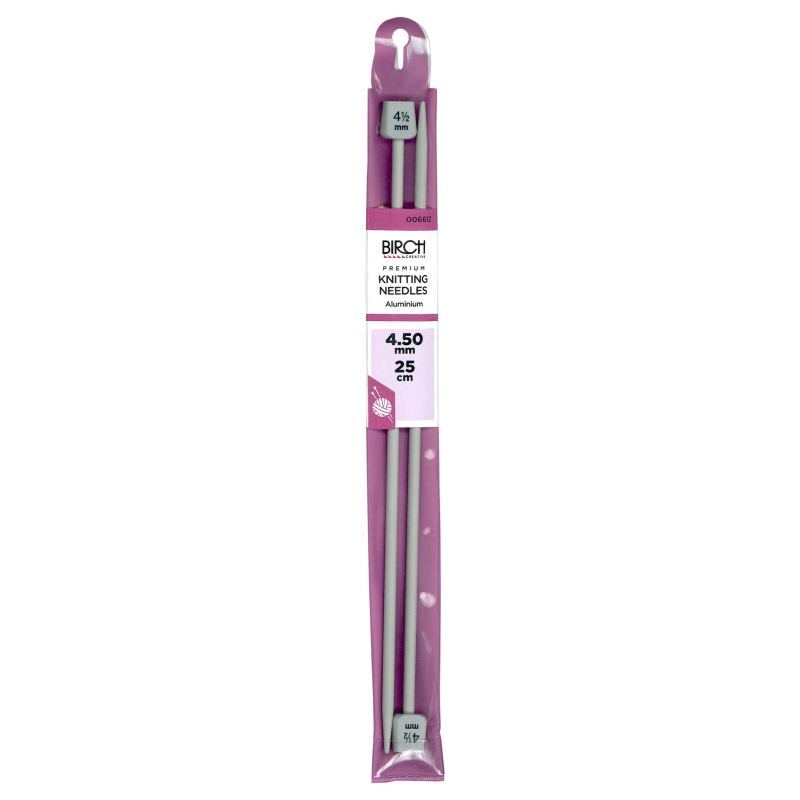Birch 4.50mm x 25cm Knitting Needle, 1 Pair per Pack, aka Knitting Pins