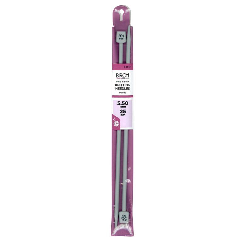 Birch 5.50mm x 25cm Knitting Needle, 1 Pair per Pack, aka Knitting Pins