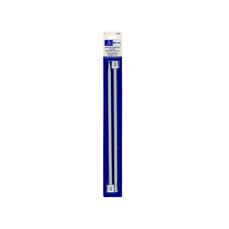 Birch 6.00mm x 25cm Knitting Needle, 1 Pair per Pack, aka Knitting Pins