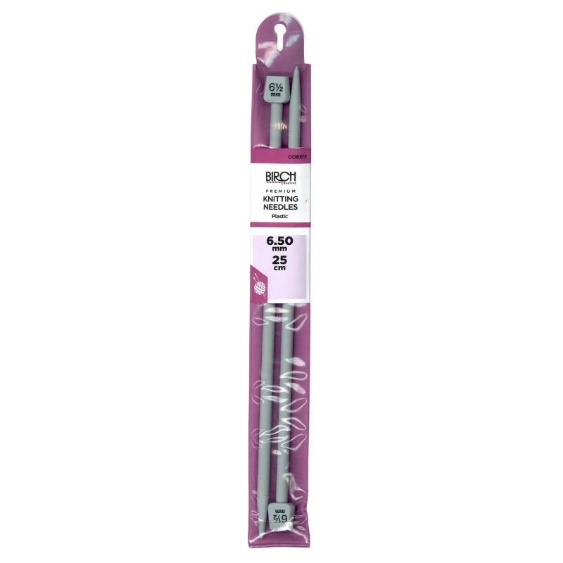 Birch 6.5mm x 25cm Knitting Needle, 1 Pair per Pack, aka Knitting Pins