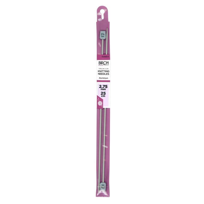Birch 2.75mm x 25cm Knitting Needle, 1 Pair per Pack, aka Knitting Pins